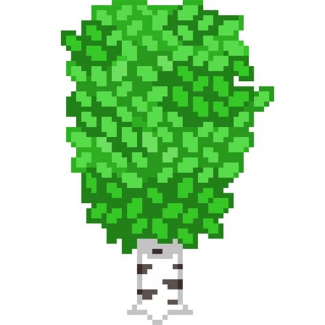 An 8 Bit Retro Styled Pixel Art Illustration Of A Birch Tree With