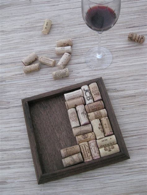 Wine Cork Trivet Kit Reclaimed Wood Diy Craft Kit Dark Etsy Wine