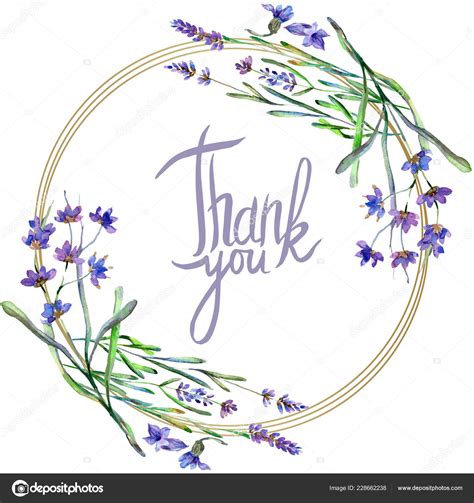 Purple Lavender Flowers Thank You Handwriting Monogram Calligraphy Wild