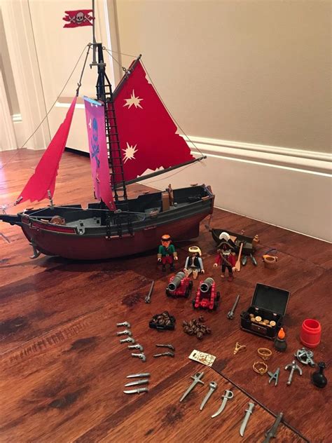Playmobil Pirate Ship Red Corsair Fisherman Rowboat
