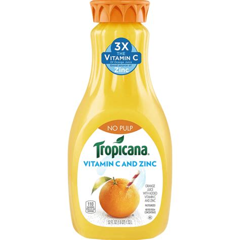 Tropicana 100 Juice No Pulp Orange Juice With Added Vitamin C And Zinc