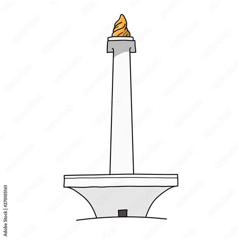 Monas Tower A Hand Drawn Vector Illustration Of National Monument Of