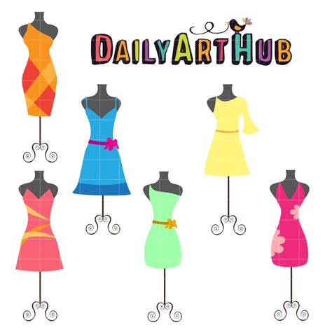 Fashion Dress Clip Art Set Daily Art Hub Graphics Alphabets And Svg