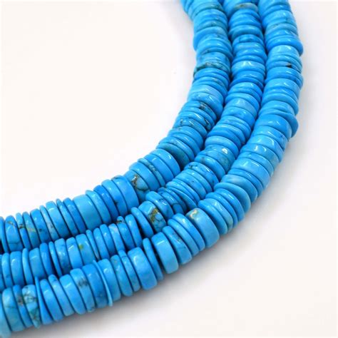 Natural Howlite Turquoise Gemstone Heishi Disc Shape Beads Etsy