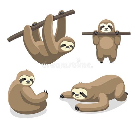Sloth Cartoon Vector Illustration Stock Vector Illustration Of