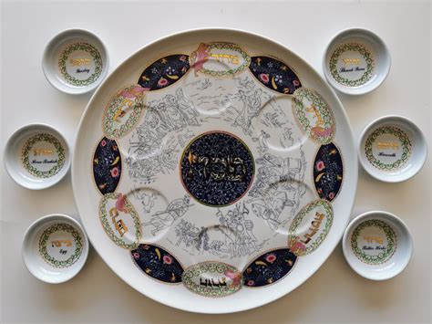 Passover Traditions Passover Seder Plate Pesach Blue Gold Decorative Plates Tray Etsy Shop