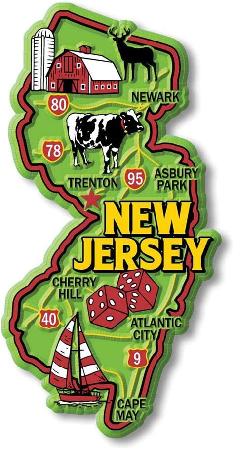 Amazon Com New Jersey Colorful State Magnet By Classic Magnets X