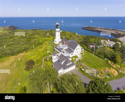 Aerial View Of Cape Elizabeth Lights Also Known As Two Lights At The