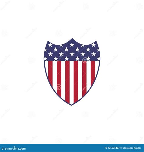 American Flag And Stars National Shield Emblem Stock Vector
