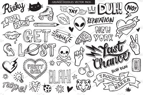 A Large Collection Of Hand Drawn Lettering And Doodles On White Paper