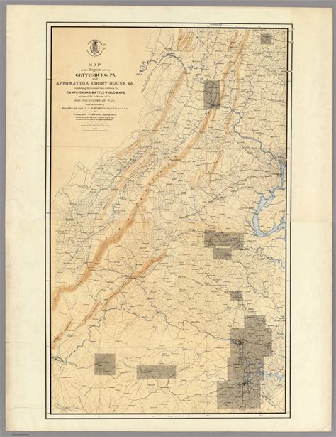 Map Of The Region Between Gettysburg Pa And Appomattox Court House