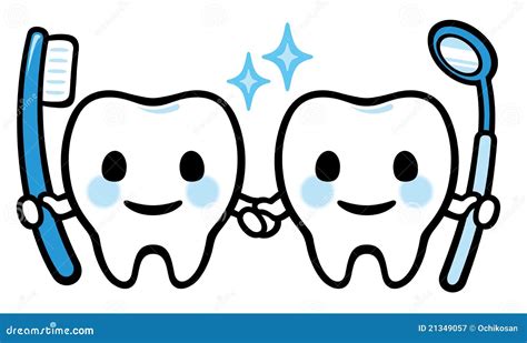 Pair Of Happy Smiling Tooth Stock Vector Illustration Of Dental