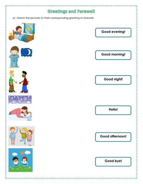 Greetings Worksheets For Kindergarten Pdf