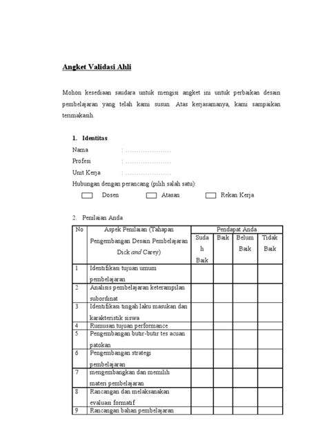 Contoh Lembar Validasi
