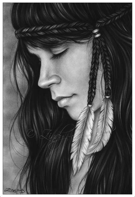 Zindy Zone Dk Charcoal Drawings Alessandra Native Girl