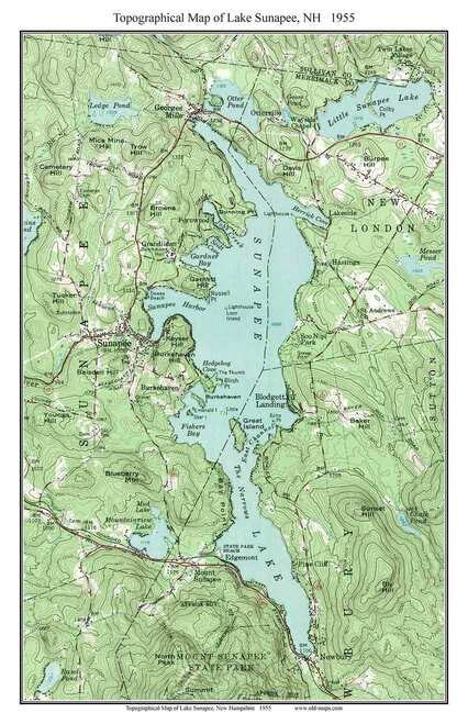 Lake Sunapee 1955 Custom Usgs Old Topo Map New