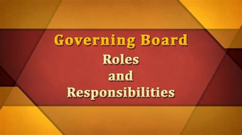 Governing Board Roles And Responsibilities Youtube