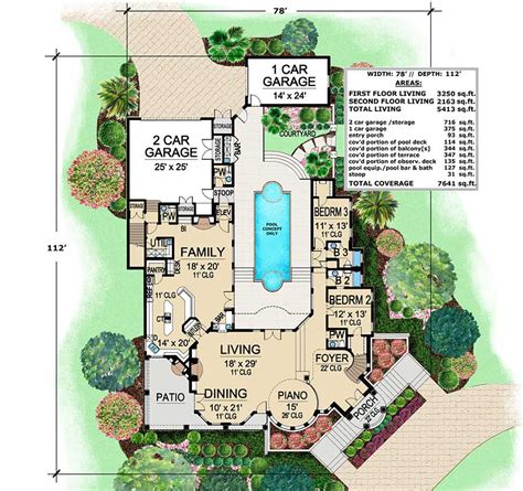 Courtyard Home Floor Plans Good Colors For Rooms