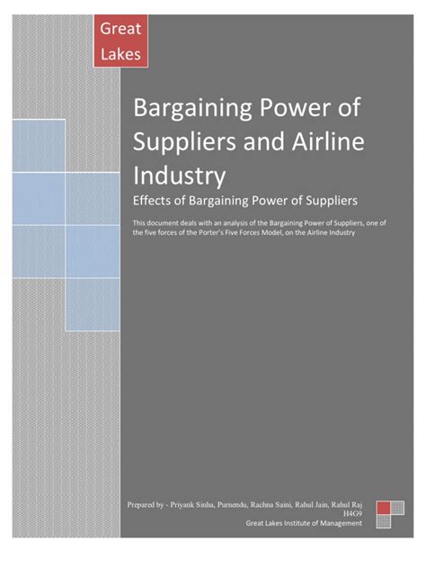 Similarly, there are different ways in which a customer or a buyer can have high bargaining power over the supplier. Bargaining Power of Suppliers and Airline Industry ...