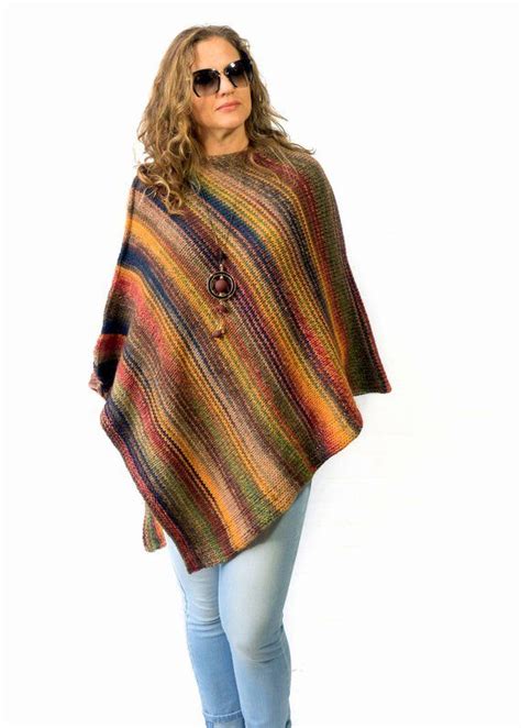 Wool Poncho For Women Hand Knit Any Size Etsy Wool Poncho Knitted