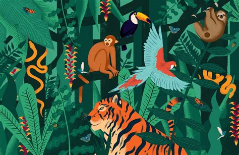 Jungle Animals Wallpaper Mural Hovia Uk Animal Mural Animal