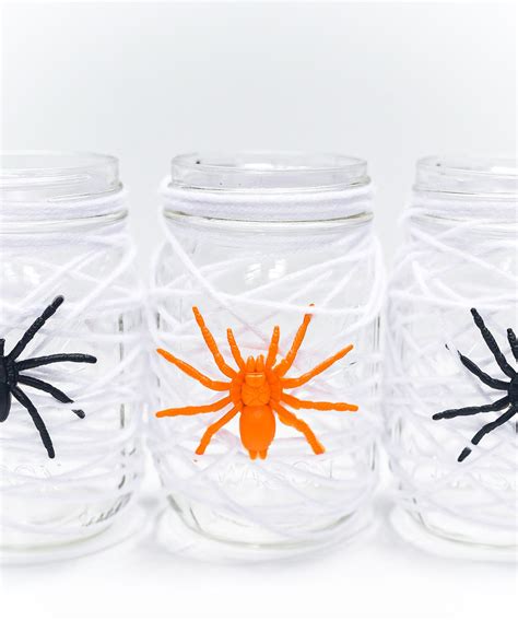 Spider Web Mason Jar Easy Halloween Crafts With Jars Mason Jar