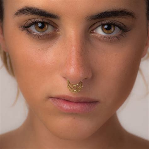 Gold Fake Septum Ring For Non Pierced Nose Faux Septum Ring Etsy