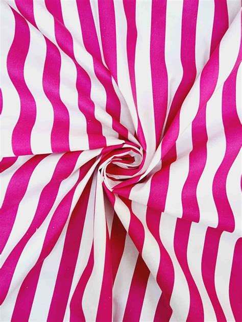 Printed Poly Cotton Cerise Pink Stripes Curtain Dream