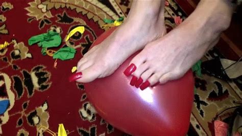 Balloon Scratching And Popping With Long Red Toenails And High Heels Full Clip 1280x720wmv