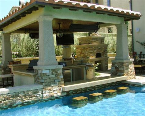 Wondering how to design a backyard on a budget? Kitchen Covered Area | Pool houses, Pool side bar ...
