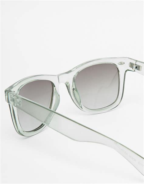 Asos Wayfarer Sunglasses In Green With Clear Frame In Gray For Men Lyst