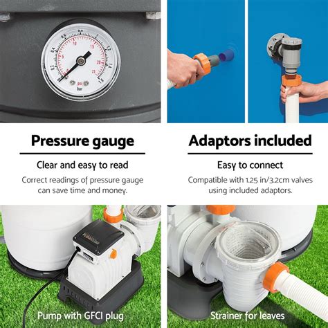Our filters' simple operation and low maintenance requirements set the standard for hydraulic efficiency. Bestway 1500GPH Flowclear Sand Filter Swimming Pool ...