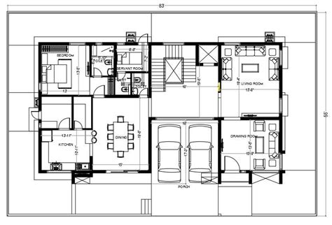 1 Bhk House Ground Floor Plan Cad Drawing Dwg File Cadbull