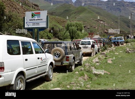 Border Post Between South Africa And Lesotho At Sani Pass Stock Photo