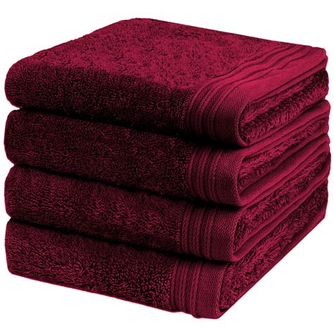 Premium Towel Set Of 4 Hand Towels 18 X 30 Color Burgundy Pure