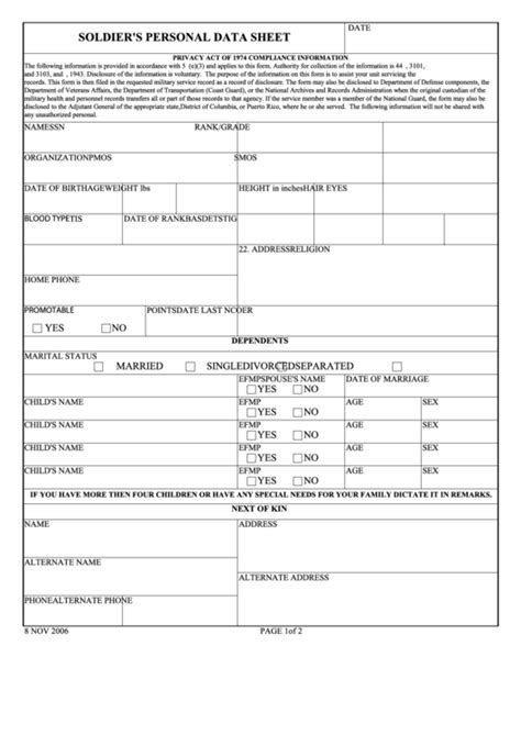 Personal Data Sheet Form Fillable Printable Forms Free Online