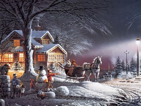 Terry Redlin Winter Wonderland Painting In Oil For Sale