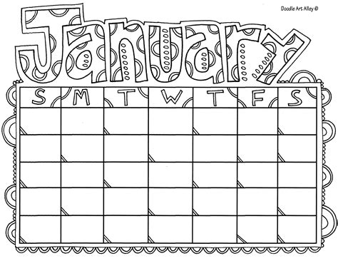 January Coloring Pages Doodle Art Alley