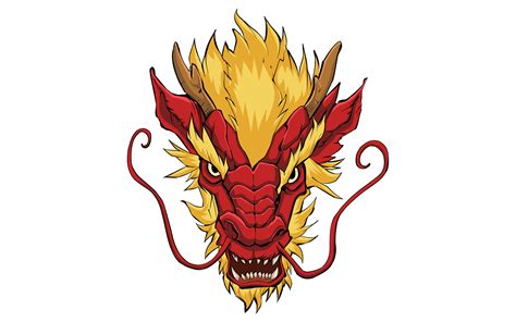 Chinese Dragon Head Red Illustration Templatemonster