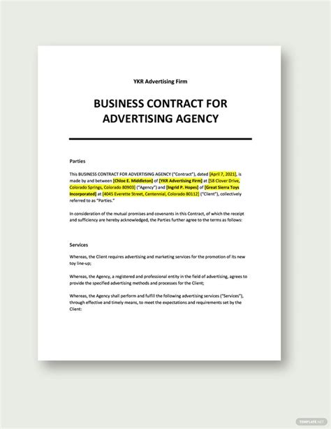 Creative Agency Contract Template