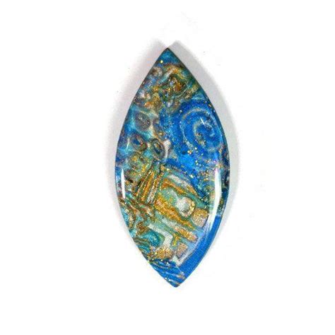 Polymer Clay Turquoise Marquise Focal Cabochon Artisan Bead Etsy