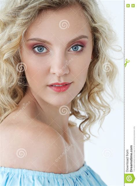 Beautiful Woman With Blue Eyes Stock Image Image Of Posing Beauty