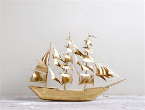 Vintage Brass Model Ship By Littledogvintage On Etsy 7500 Vintage