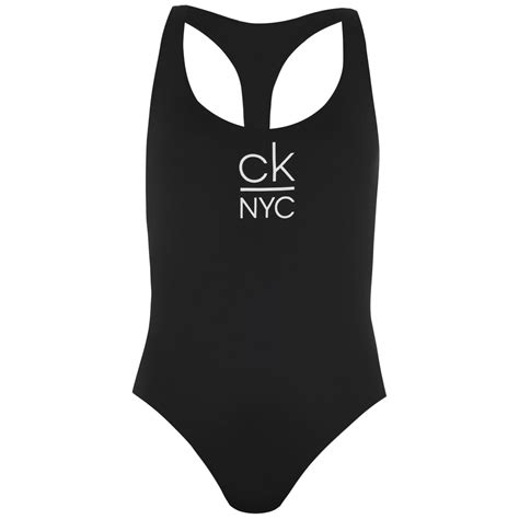 Calvin Klein Womens Nyc Racer Back Swimsuit Beach Swimsuits Flannels