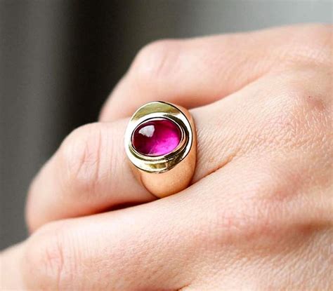 Natural Pink Tourmaline Ring Mens Ring Oval Ring Solid 925 Etsy