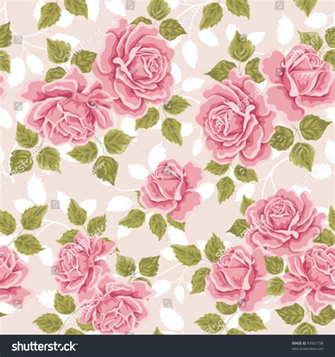 Pink Vintage Rose Pattern Seamless Stock Vector 93061738