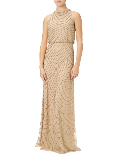 Adrianna Papell Sleeveless Beaded Gown Nude