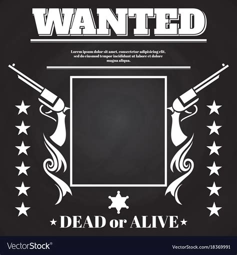 Wanted Poster Design With Western Elements Vector Image