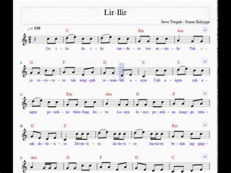 Lir ilir sunan kalijaga notasi partitur lagu. Chord Lagu Lir Ilir - YouTube