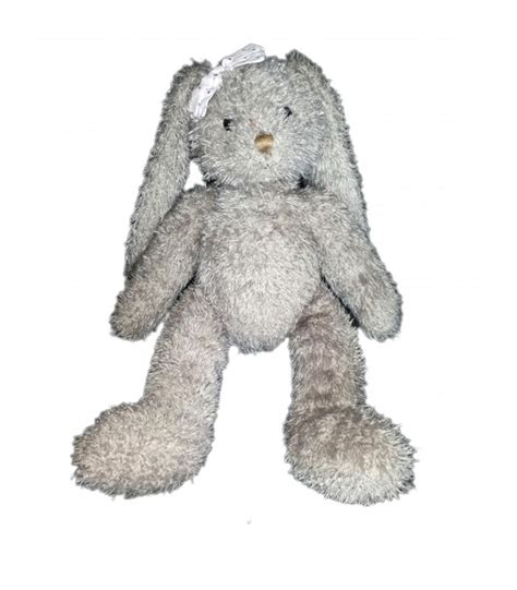 Peluche Doudou Lapin Gris Cades Noeud 38 Cm Chez Vous Dès dedans Lapin